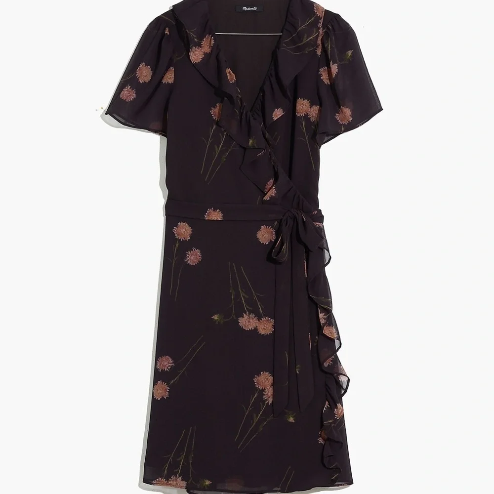 MADEWELL Georgette Ruffle-Wrap Mini Dress in Aster Portrait - Picture 4 of 10